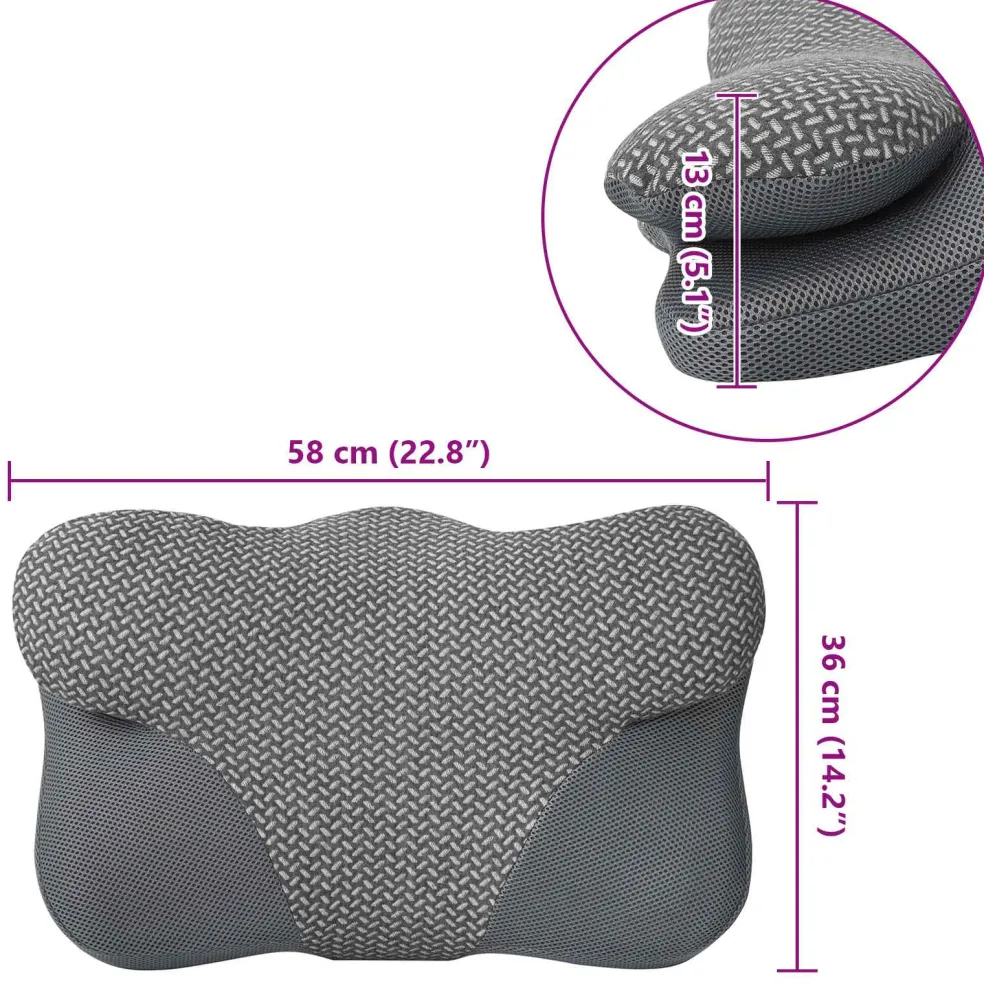vidaXL Nek kussen Grijs Traagschuim 58 x 36 x 13 cm