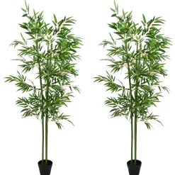 vidaXL Nepp Bambo Boom 2 st Groen 60 x 18 x 190 cm Stof en Bamboe