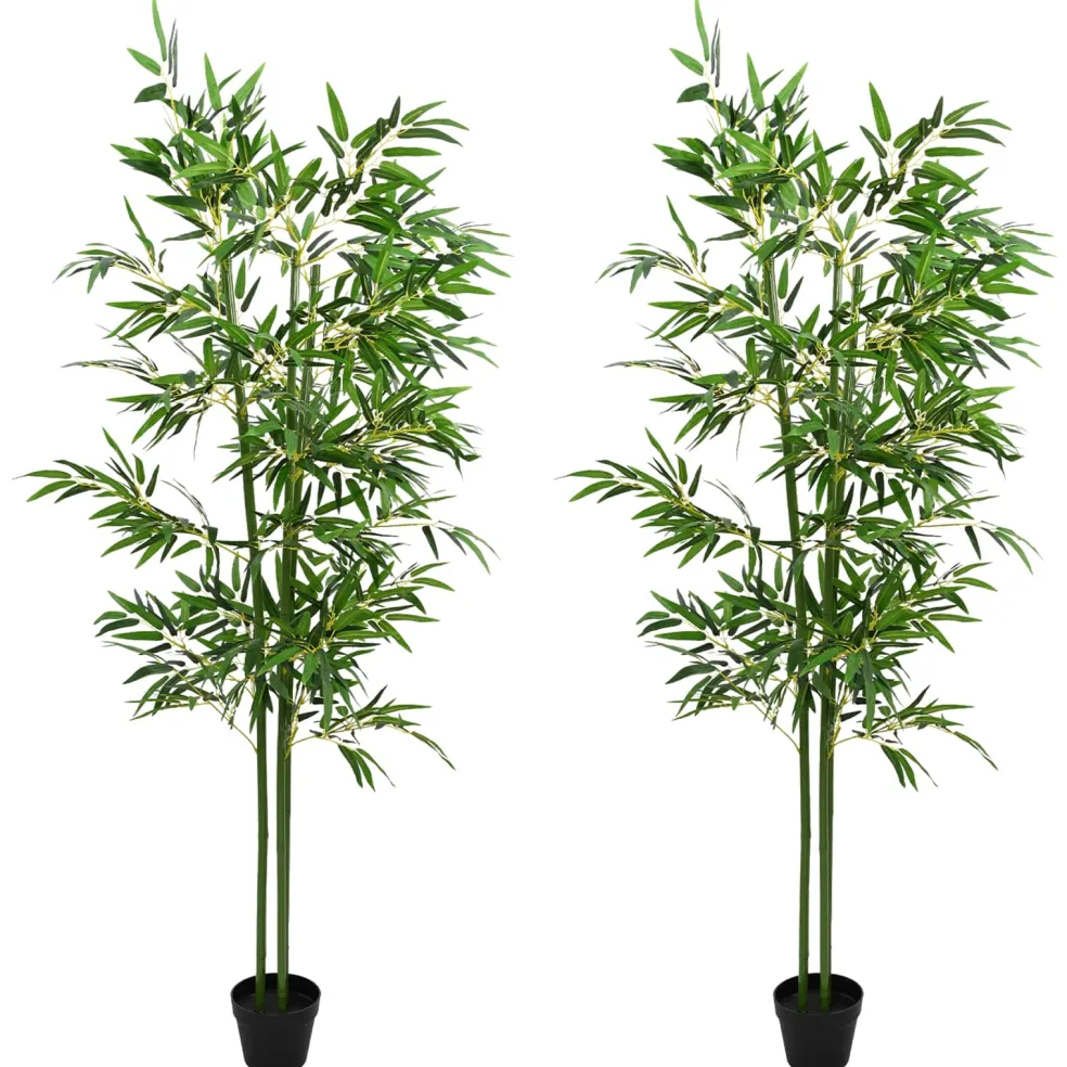 vidaXL Nepp Bambo Boom 2 st Groen 60 x 18 x 190 cm Stof en Bamboe