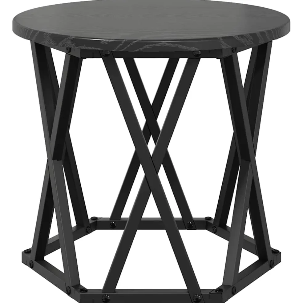 vidaXL Nestbare Bijzettafel 3 st Zwart Eiken 53 x 53 x 40 cm
