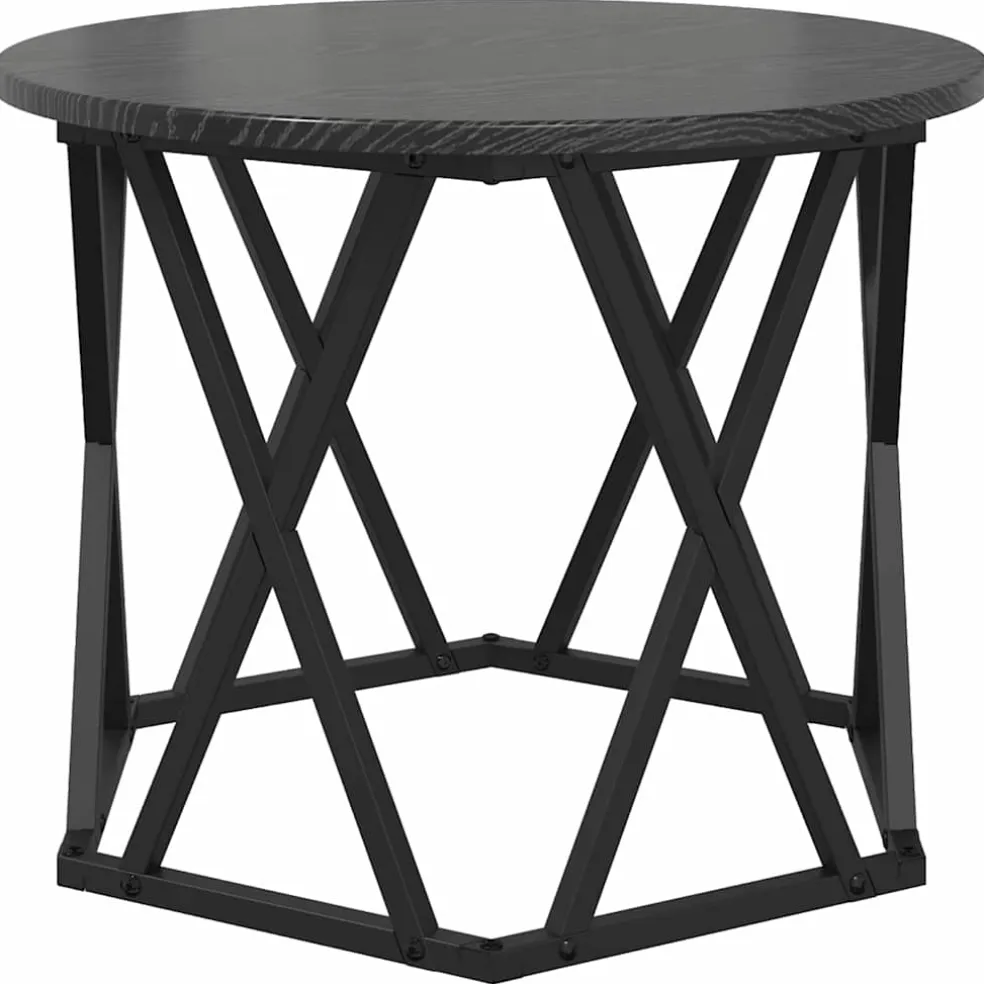 vidaXL Nestbare Bijzettafel 3 st Zwart Eiken 53 x 53 x 40 cm