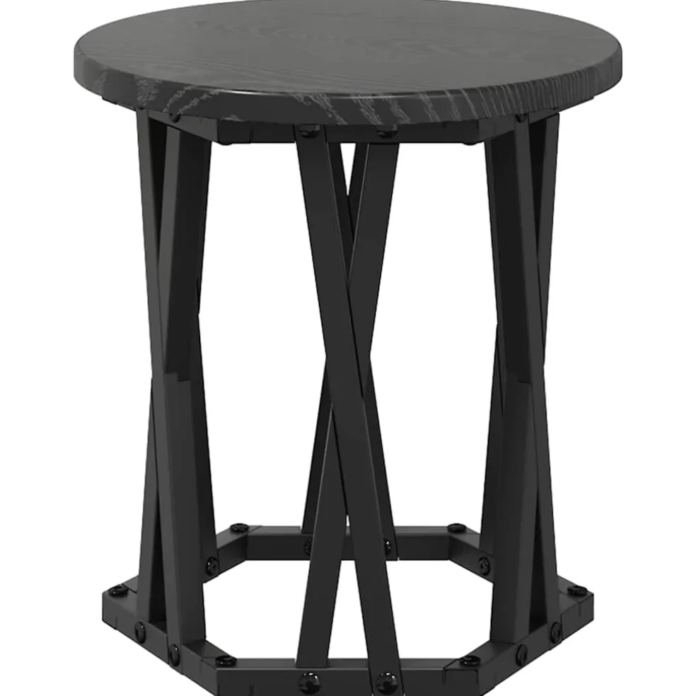 vidaXL Nestbare Bijzettafel 3 st Zwart Eiken 53 x 53 x 40 cm