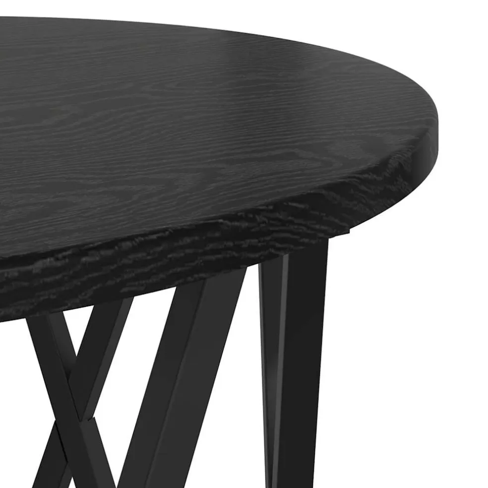 vidaXL Nestbare Bijzettafel 3 st Zwart Eiken 53 x 53 x 40 cm