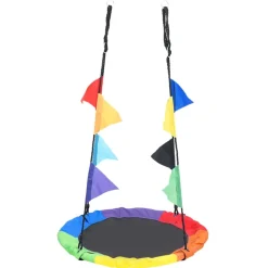 vidaXL Nestschommel met vlaggetjes 100 cm regenboogkleurig