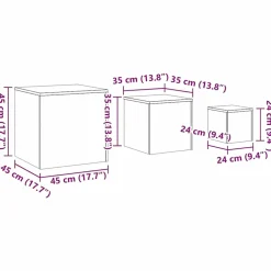 vidaXL Nesttafel 3 st Zwart Eiken 45 x 45 x 45 cm Bewerkt hout