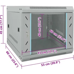 vidaXL Netwerk kabinet met opslag Grijs 53 x 60 x 45 cm Staal