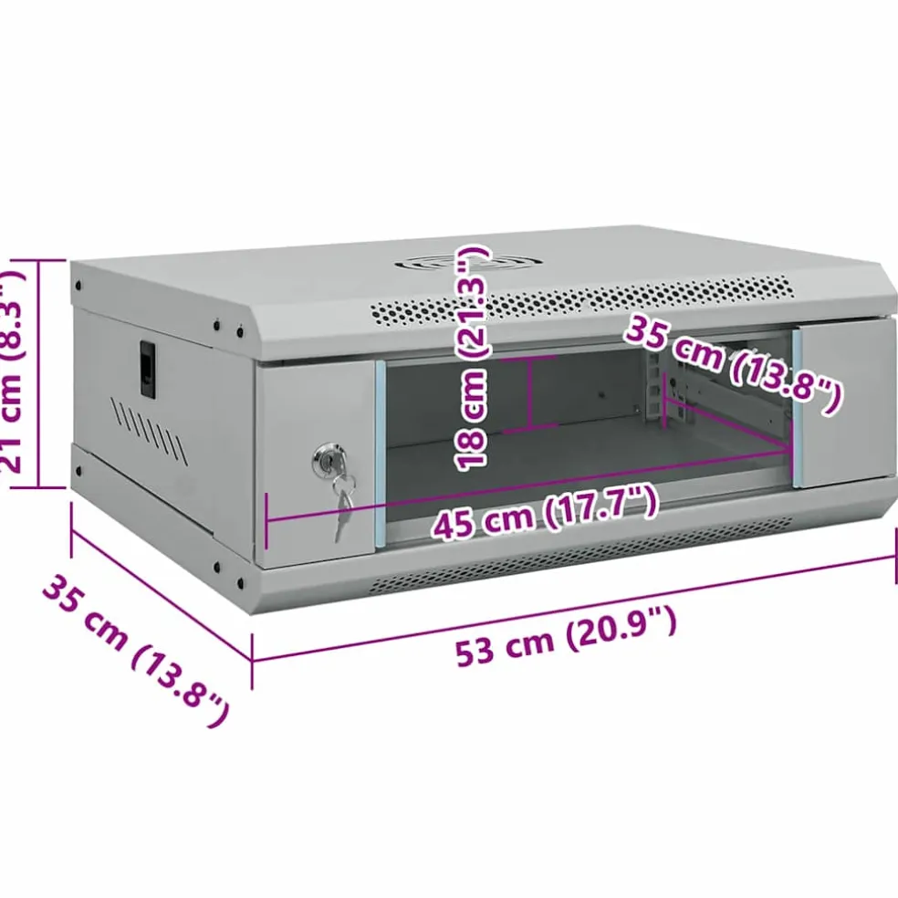 vidaXL Netwerk kabinet met opslag Grijs 53 x 35 x 21 cm Staal
