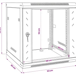 vidaXL Netwerk kabinet met opslag Zwart 53 x 60 x 60 cm Staal