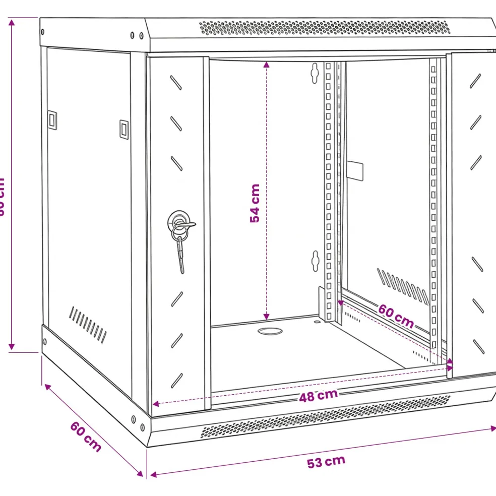 vidaXL Netwerk kabinet met opslag Zwart 53 x 60 x 60 cm Staal