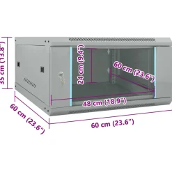 vidaXL Netwerk kabinet met opslag Grijs 60 x 60 x 35 cm Staal