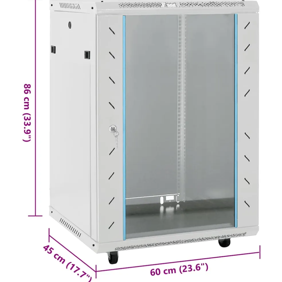 vidaXL Netwerk kabinet met opslag Grijs 600 x 600 x 1000 mm Staal