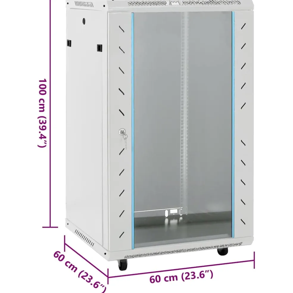 vidaXL Netwerk kabinet met opslag Grijs 600 x 600 x 1000 mm Staal