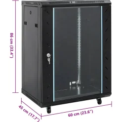 vidaXL Netwerk kabinet met opslag Zwart 600 x 600 x 1000 mm Staal