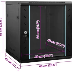 vidaXL Netwerk kabinet met opslag Zwart 60 x 45 x 65 cm Staal