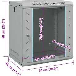 vidaXL Netwerk kabinet met opslag Grijs 53 x 45 x 60 cm Staal
