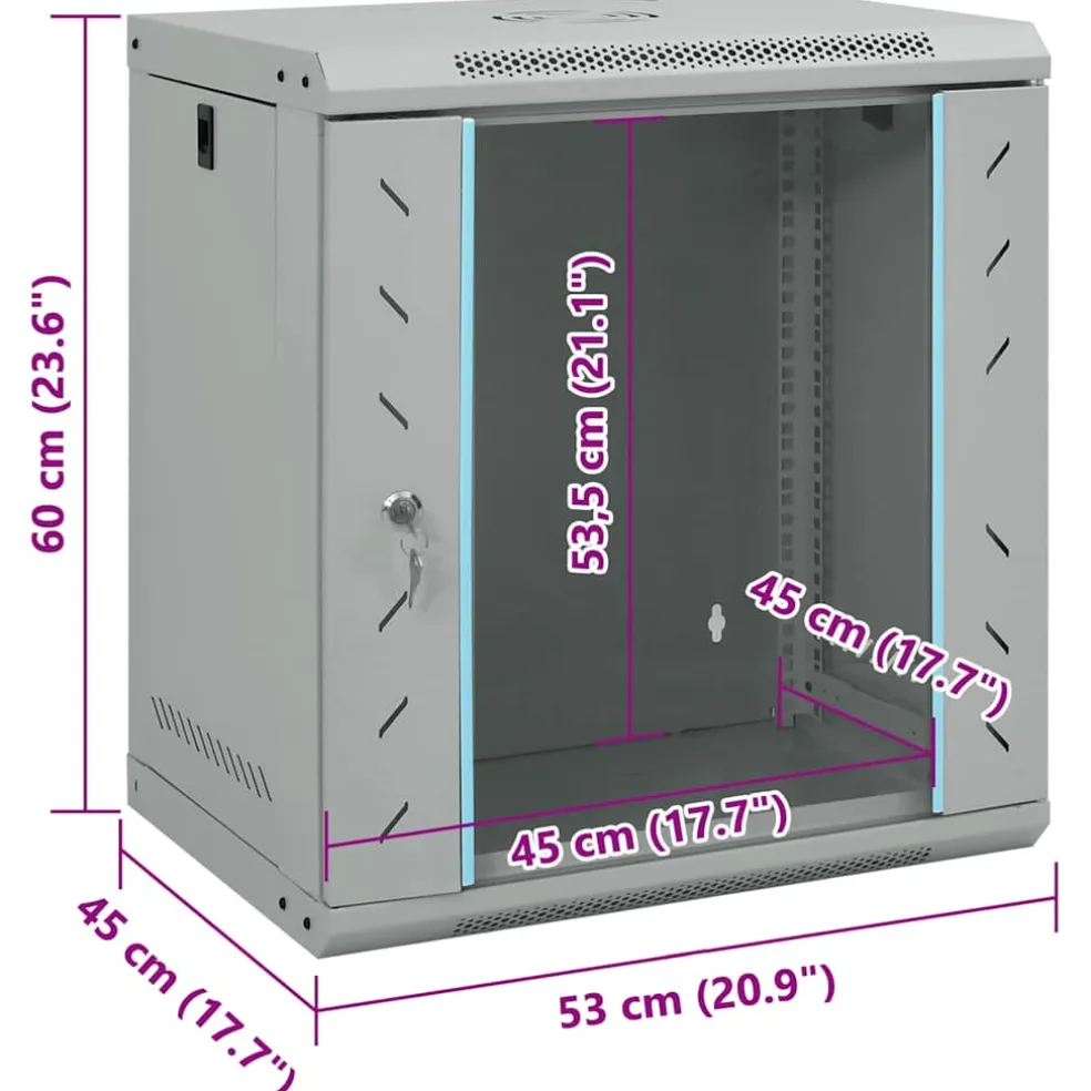 vidaXL Netwerk kabinet met opslag Grijs 53 x 45 x 60 cm Staal