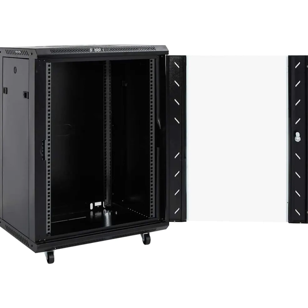 vidaXL Netwerk kabinet met opslag Zwart 60 x 60 x 80 cm Staal