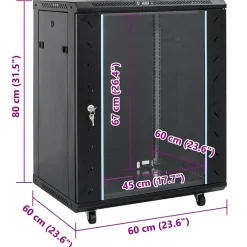 vidaXL Netwerk kabinet met opslag Zwart 60 x 60 x 80 cm Staal