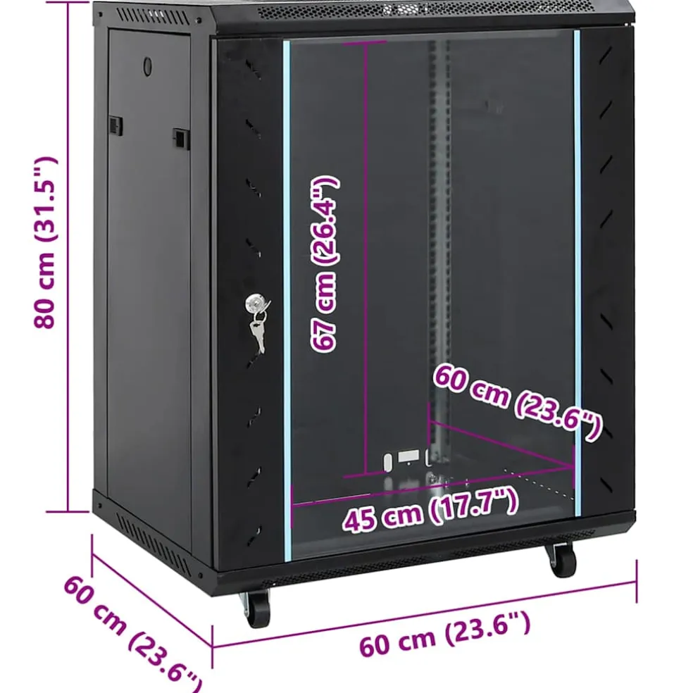 vidaXL Netwerk kabinet met opslag Zwart 60 x 60 x 80 cm Staal