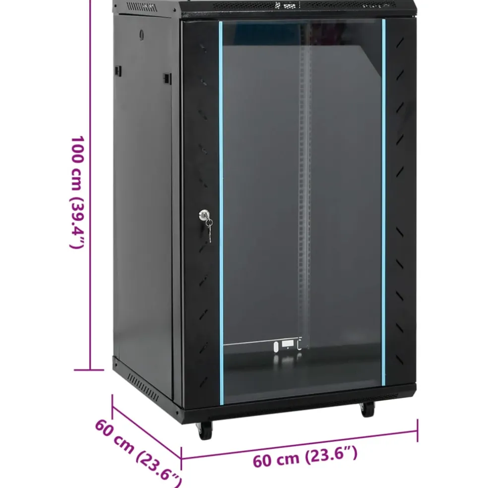vidaXL Netwerk kabinet met opslag Zwart 600 x 600 x 1000 mm Staal