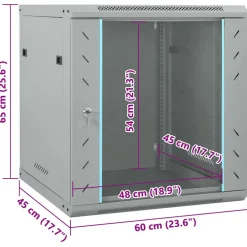 vidaXL Netwerk kabinet met opslag Grijs 60 x 45 x 65 cm Staal