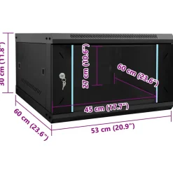 vidaXL Netwerk kabinet met opslag Zwart 60 x 60 x 50 cm Staal