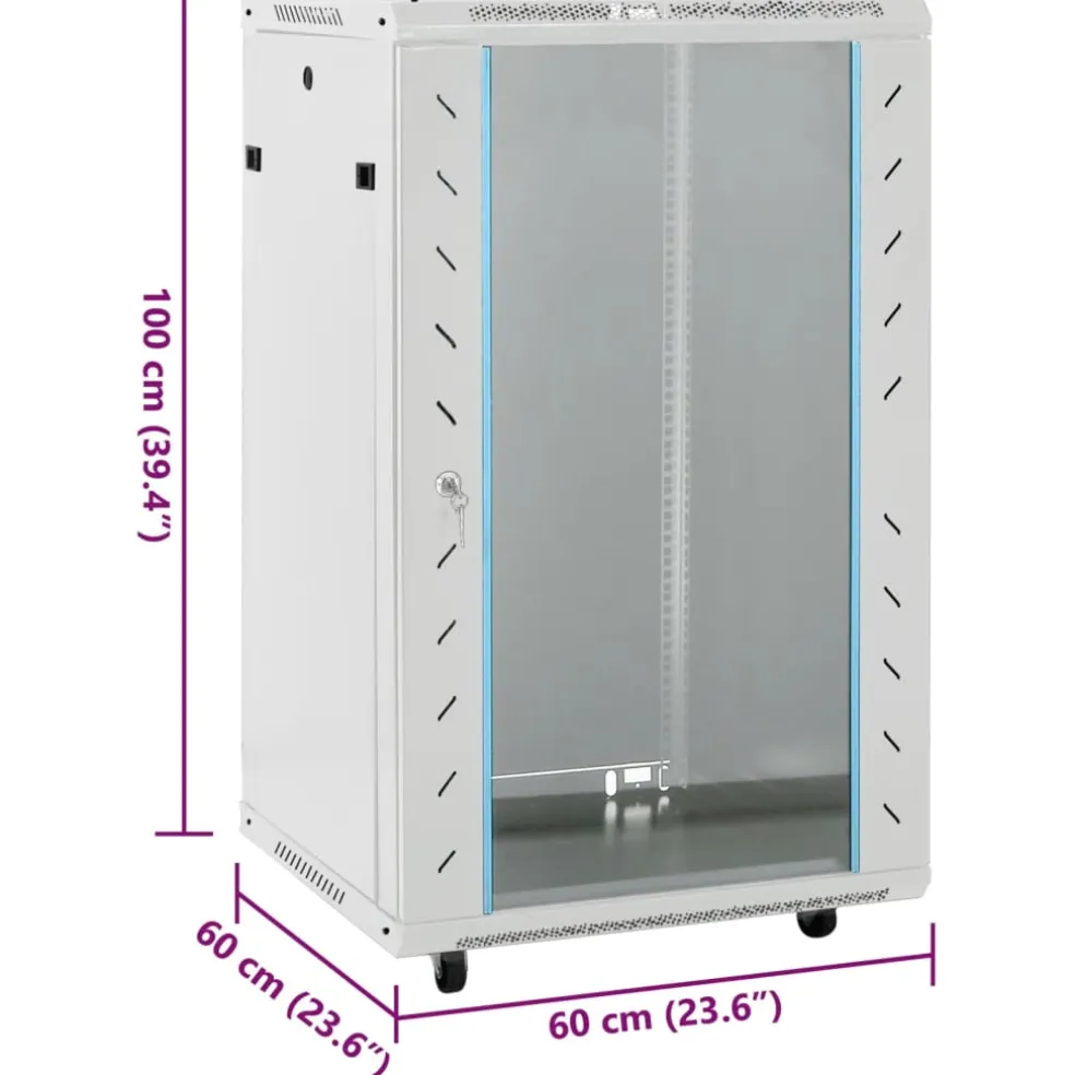 vidaXL Netwerkkast 18U 19" IP20 60x60x100 cm grijs