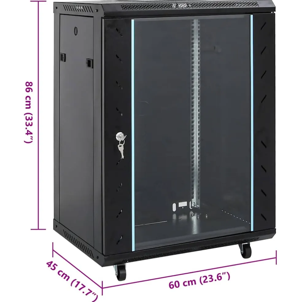 vidaXL Netwerkkast 15U 19" IP20 60x45x86 cm zwart