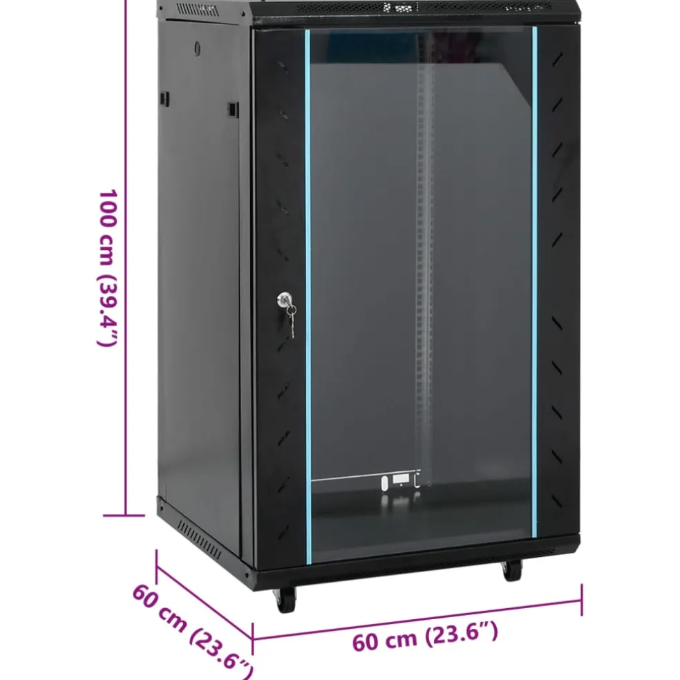 vidaXL Netwerkkast 18U 19" IP20 60x60x100 cm zwart