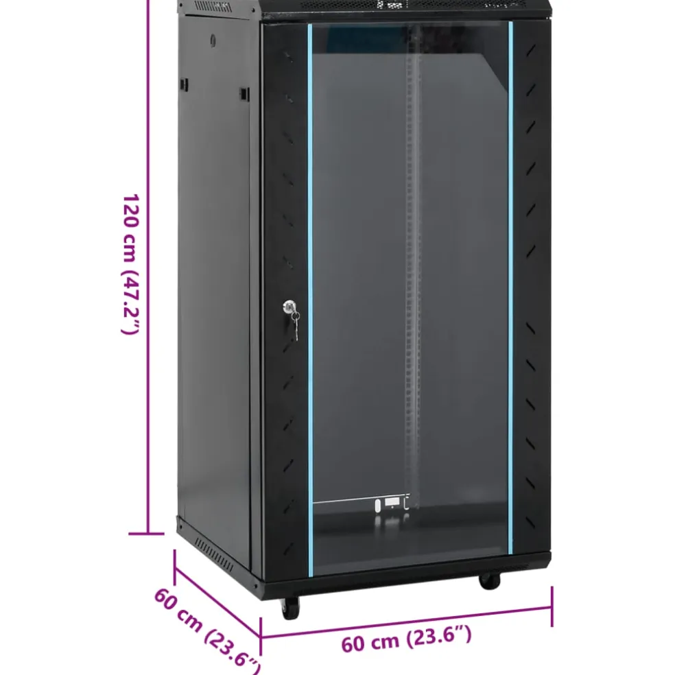 vidaXL Netwerkkast 22U 19" IP20 60x60x120 cm zwart