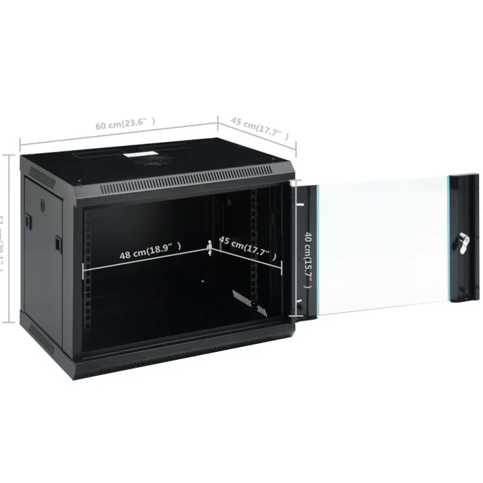 vidaXL Netwerkkast voor aan de muur 9U 19" IP20 600x450x510 mm