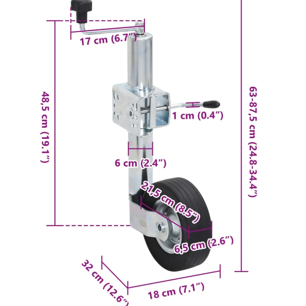 vidaXL Neuswiel met 2 staanders en 3 spanklemmen 60 mm