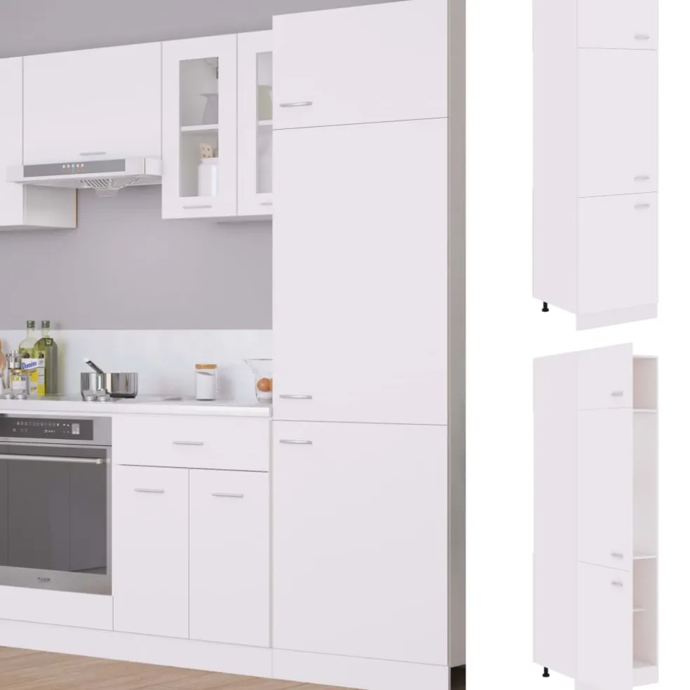 vidaXL Ombouwkast voor koelkast Lyon 60x57x207 cm bewerkt hout wit