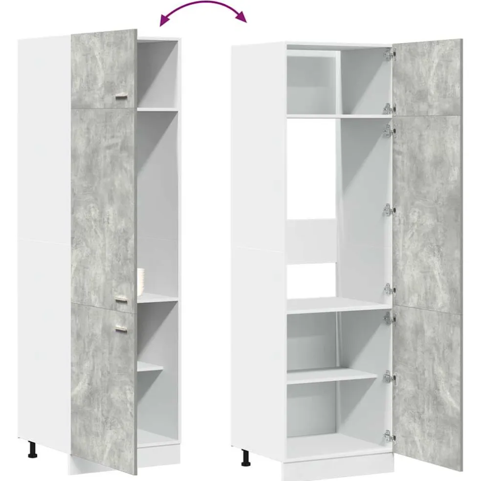 vidaXL Ombouwkast voor koelkast Lyon 60x57x207 cm bewerkt hout betongrijs