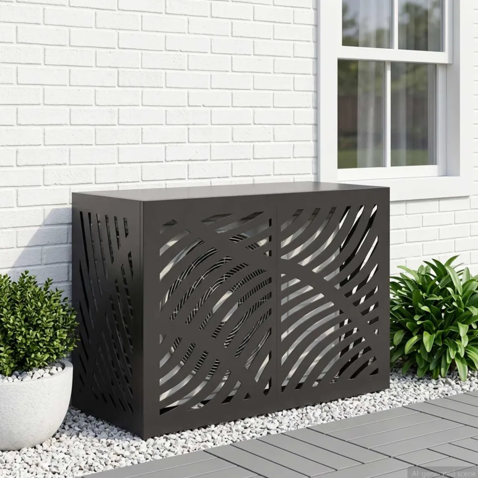 vidaXL Omkasting voor airconditioner Zwart 90 x 40 x 60 cm Staal