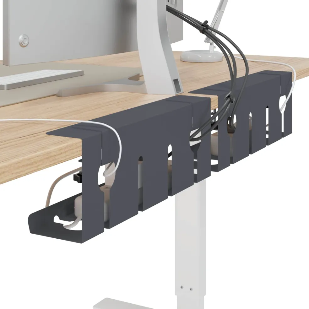 vidaXL Onder bureaublad kabelmanagement tray 2 st Antracietkleurig