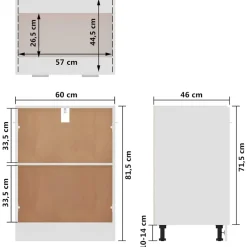 vidaXL Onderkast Lyon 60x46x81,5 cm bewerkt hout wit