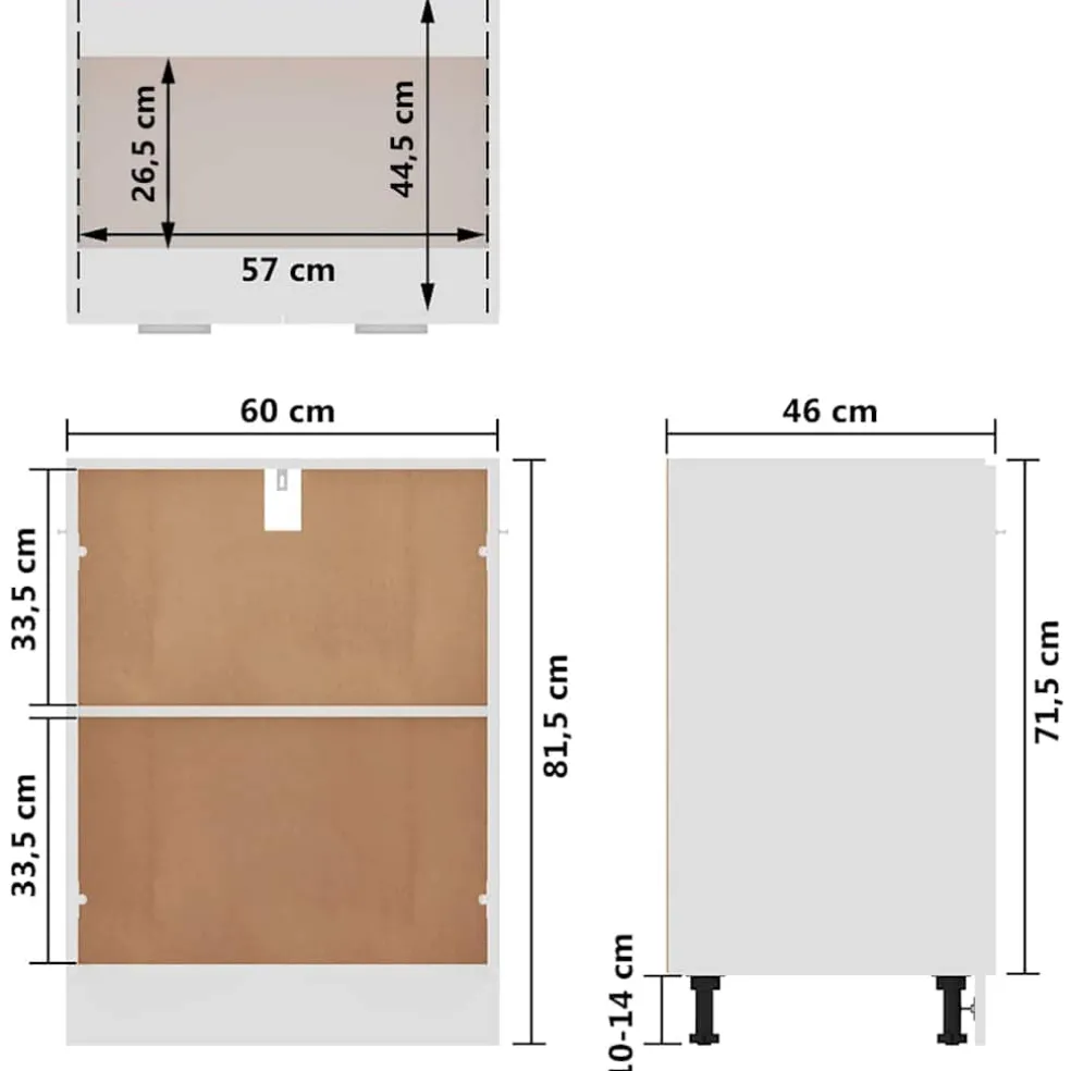 vidaXL Onderkast Lyon 60x46x81,5 cm bewerkt hout wit