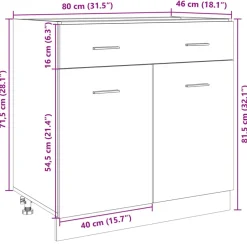 vidaXL Onderkast met lade Lyon 80x46x81,5 cm sonoma eikenkleurig