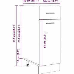vidaXL Onderkast met lade Lyon 30x46x81,5 cm bewerkt hout artisanaal eiken