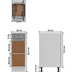 vidaXL Onderkast met lade Lyon 30x46x81,5 cm bewerkt hout betongrijs