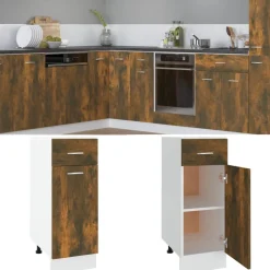 vidaXL Onderkast met lade Lyon 30x46x81,5 cm bewerkt hout gerookt eiken