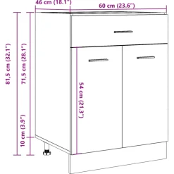 vidaXL Onderkast met lade Lyon 60x46x81,5 cm bewerkt hout betongrijs