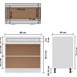 vidaXL Onderkast met lade Lyon 80x46x81,5 cm bewerkt hout wit