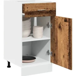 vidaXL Onderkast met lade Lyon 40x46x81,5 cm bewerkt hout oud houtkleurig