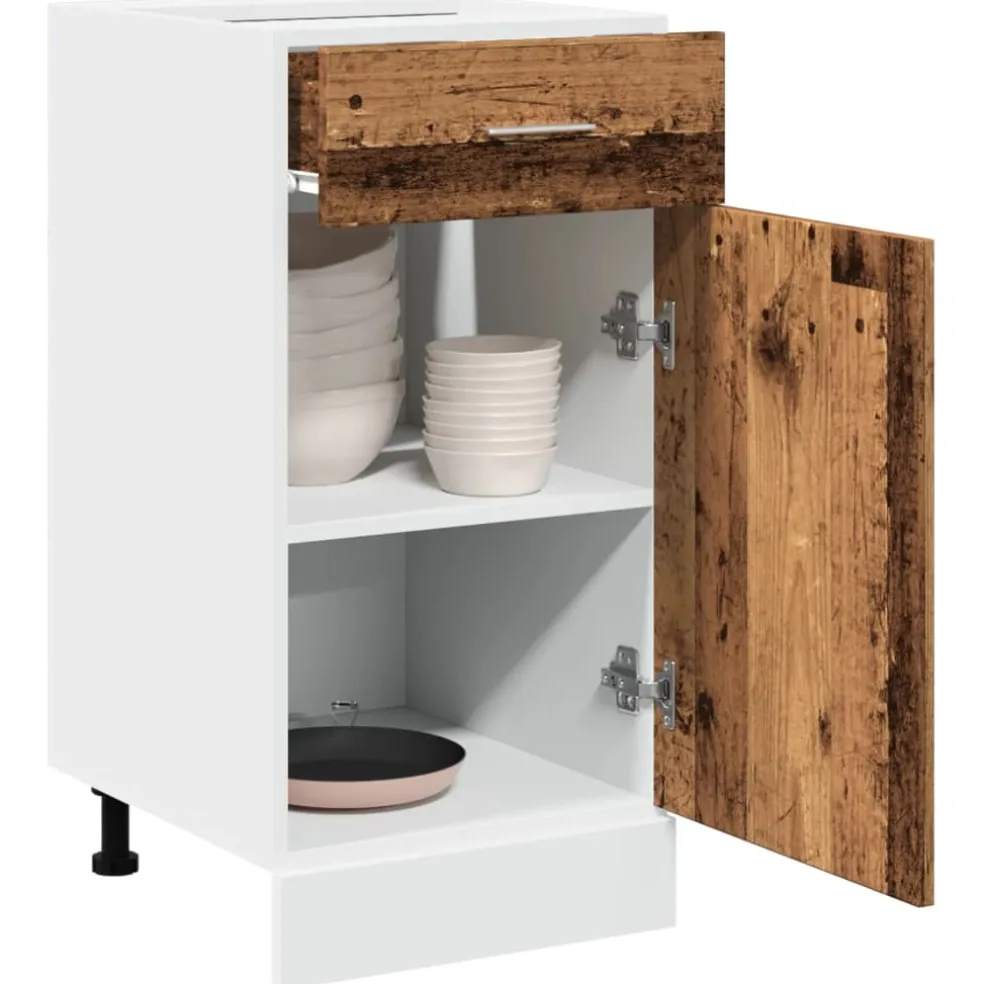 vidaXL Onderkast met lade Lyon 40x46x81,5 cm bewerkt hout oud houtkleurig