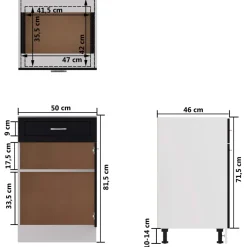 vidaXL Onderkast met lade Lyon 50x46x81,5 cm bewerkt hout zwart