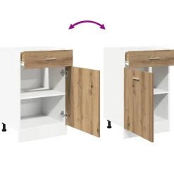 vidaXL Onderkast met lade Lyon 40x46x81,5 cm bewerkt hout artisanaal eiken