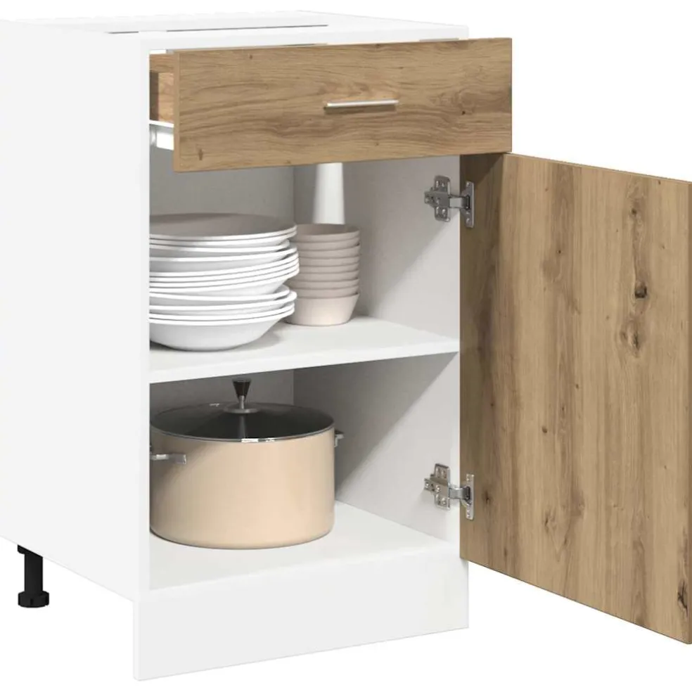 vidaXL Onderkast met lade Lyon 40x46x81,5 cm bewerkt hout artisanaal eiken