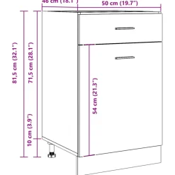 vidaXL Onderkast met lade Lyon 40x46x81,5 cm bewerkt hout artisanaal eiken